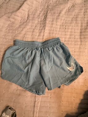 Nike Women's Sky Blue Athletic Shorts with Swoosh